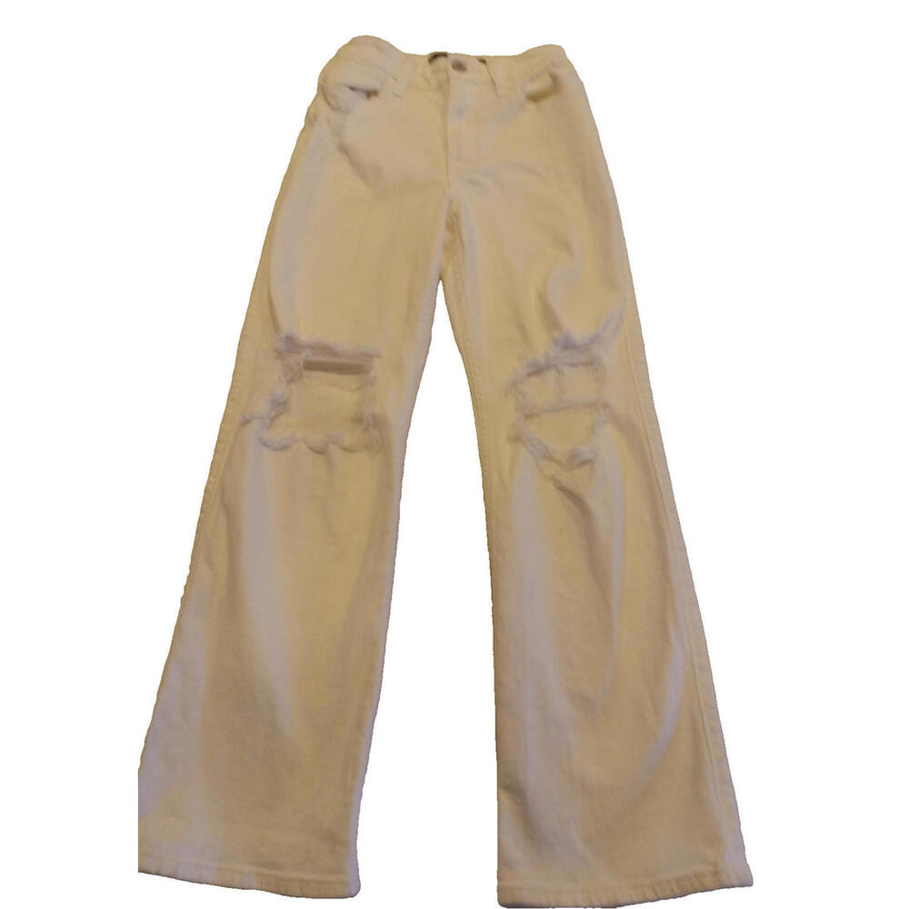 Hollister Ultra High Rise Dad Jeans Women's 0S 25 White Distressed  Stretch